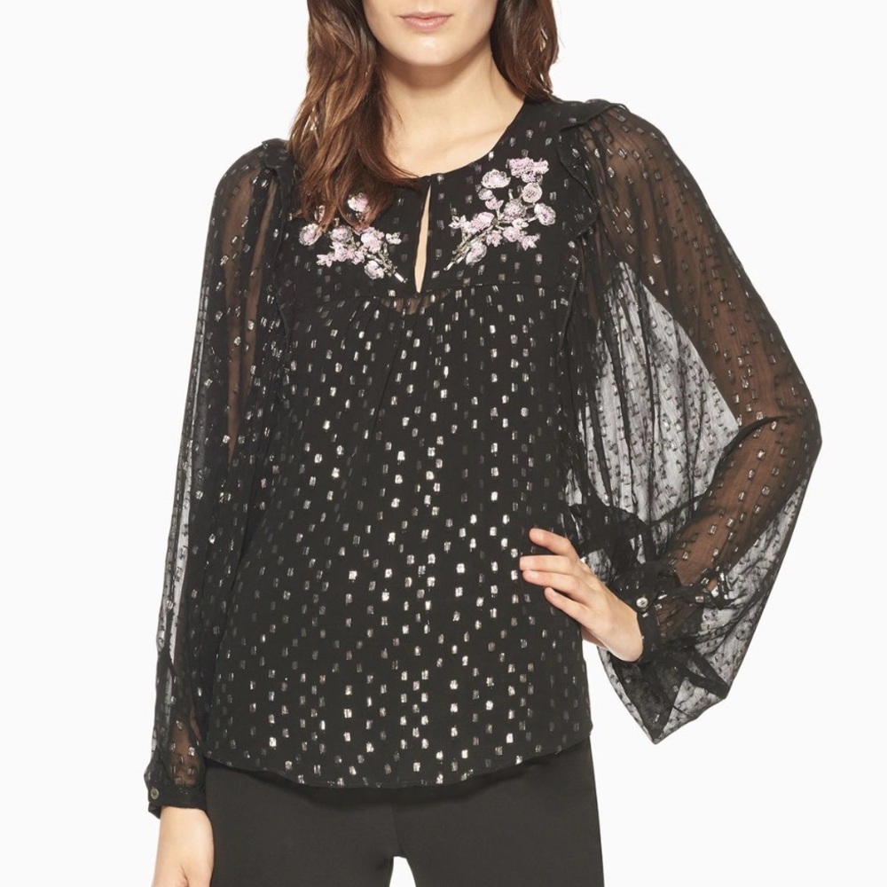 Parker Sequined Black Clip Blouse M
